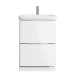 Plum&clay Eden Gloss White Floorstanding Vanity Unit With Round Resin Basin (W)640mm - thumbnail 2