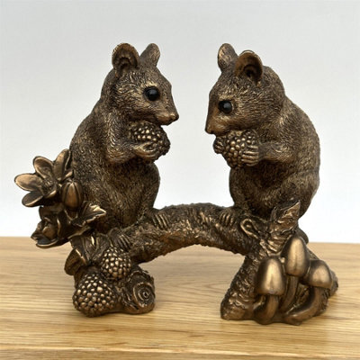 Animal Crackers Two Mice On Branch With Berries Figurine From The Leonardo Reflections Bronzed Range, Gift Boxed - image 1