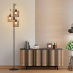 3 Light Standing Floor Lamp Living Room Dimmable Lamp Metal Shade Uk - thumbnail 2