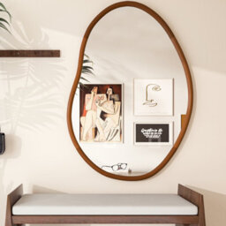Artloge 110 X 74Cm Large Irregular Wooden Framed Wall Mirror Asymmetrical Unique Hanging Loft Style - thumbnail 1