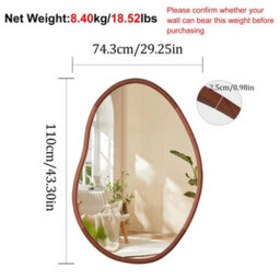 Artloge 110 X 74Cm Large Irregular Wooden Framed Wall Mirror Asymmetrical Unique Hanging Loft Style - thumbnail 2