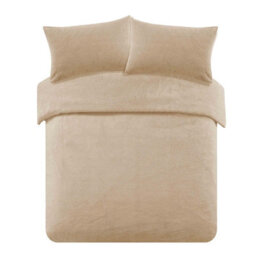 Ohs Teddy Duvet Cover With Pillow Case Bedding Set, Stone - Double - thumbnail 1
