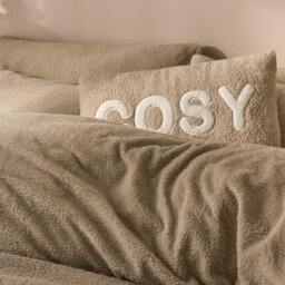 Ohs Teddy Duvet Cover With Pillow Case Bedding Set, Stone - Double - thumbnail 3