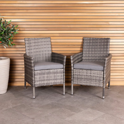 Charles Bentley Garden Outdoor Pair Of Rattan Dining Chairs Grey - image 1