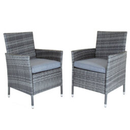 Charles Bentley Garden Outdoor Pair Of Rattan Dining Chairs Grey - thumbnail 3