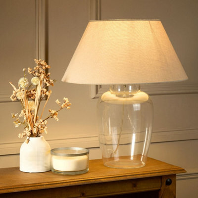 Pagazzi Lighting Pagazzi Maxwell Natural Linen Shade And Glass Table Lamp - image 1