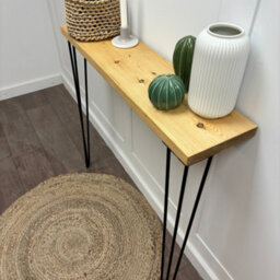 Off the Grain Rustic Console Table With Steel Hairpin Legs -  Hallway Wooden Table  -  Rugger Brown Finish  110Cm Length - thumbnail 3