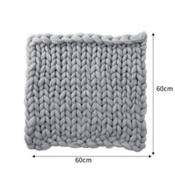 Living And Home Grey Throw Blanket Chunky Knit Handwoven 60Cm L X 60Cm W - thumbnail 6