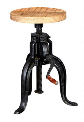 Kingwood Upcycled Industrial Vintage Adjustable Height Wooden Top Medium Crank Table - image 1