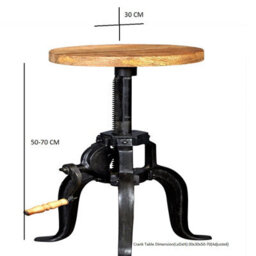 Kingwood Upcycled Industrial Vintage Adjustable Height Wooden Top Medium Crank Table - thumbnail 5