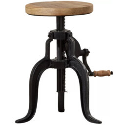 Kingwood Upcycled Industrial Vintage Adjustable Height Wooden Top Medium Crank Table - thumbnail 7