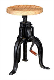 Kingwood Upcycled Industrial Vintage Adjustable Height Wooden Top Medium Crank Table - thumbnail 1