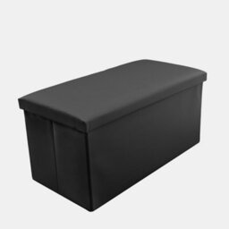 Home Republic Faux Leather Storage Ottoman - Two Seater Black - thumbnail 4