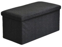 Home Republic Faux Leather Storage Ottoman - Two Seater Black - thumbnail 1