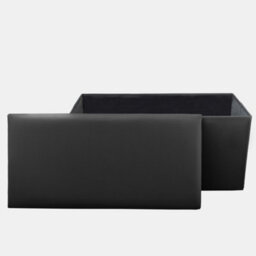 Home Republic Faux Leather Storage Ottoman - Two Seater Black - thumbnail 3