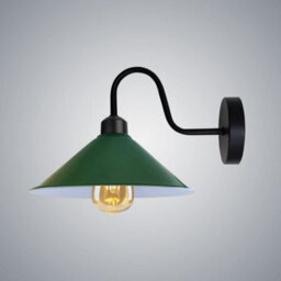 Green Vintage Industrial Wall Light Sconce Swan Neck Cone Shade E27 Base Bulb Included - thumbnail 1