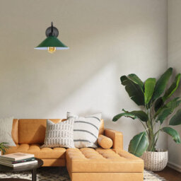 Green Vintage Industrial Wall Light Sconce Swan Neck Cone Shade E27 Base Bulb Included - thumbnail 4