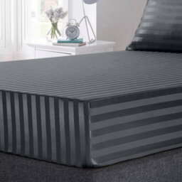 Ameha Stripe Fitted Sheet 40 Cm Deep Pocket- Hypoallergenic Easy Care Grey Bed Sheets Uk Double Bedsheet(137X190Cm) - thumbnail 7