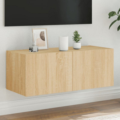 Walplus Tv Wall Cabinet With Led Lights Sonoma Oak 80X35X31 Cm - image 1