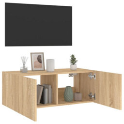 Walplus Tv Wall Cabinet With Led Lights Sonoma Oak 80X35X31 Cm - thumbnail 6