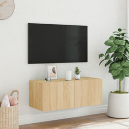 Walplus Tv Wall Cabinet With Led Lights Sonoma Oak 80X35X31 Cm - thumbnail 4