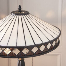Luminosa Lighting Luminosa Fargo 2 Light Medium Table Lamp Dark Bronze, Tiffany Glass, E27 - thumbnail 3