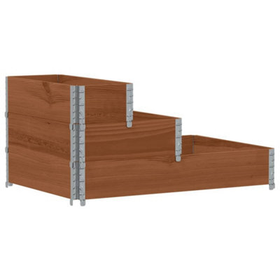 Berkfield Rustic 3-Tier Raised Bed Brown 120X80 Cm Solid Wood Pine - image 1