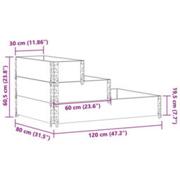 Berkfield Rustic 3-Tier Raised Bed Brown 120X80 Cm Solid Wood Pine - thumbnail 8