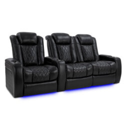 Valencia Tuscany Xl Home Theater Seating Row Of 3 Loveseat Right Midnight Black Nappa Leather Power Headrest