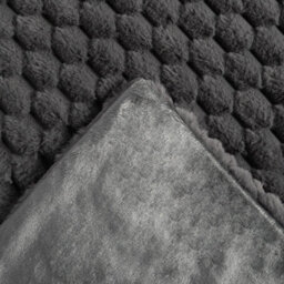 OHS Waffle Throw Over Bed Blanket Faux Fur Soft Warm Fleece, Charcoal - 125 X 150Cm - thumbnail 5