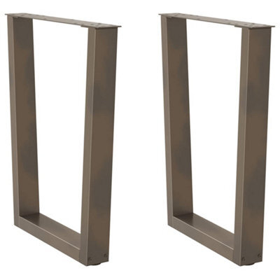 Berkfield Dining Table Legs V-Shape 2 Pcs Natural Steel 60X(72-73.3) Cm Steel - image 1