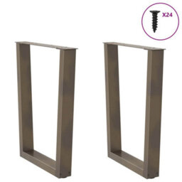 Berkfield Dining Table Legs V-Shape 2 Pcs Natural Steel 60X(72-73.3) Cm Steel - thumbnail 4