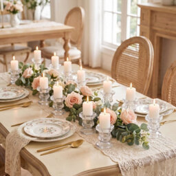 Living And Home 12 Pack Clear Soda Lime Glass Taper Candle Holders For Wedding Table Centerpiece Decor - thumbnail 2