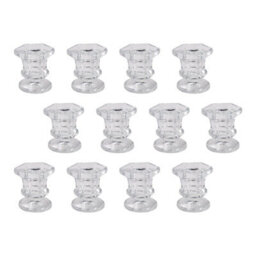 Living And Home 12 Pack Clear Soda Lime Glass Taper Candle Holders For Wedding Table Centerpiece Decor - thumbnail 5