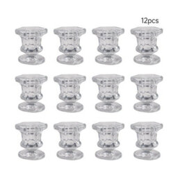 Living And Home 12 Pack Clear Soda Lime Glass Taper Candle Holders For Wedding Table Centerpiece Decor - thumbnail 4