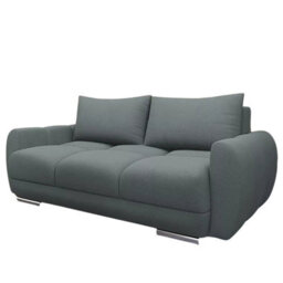 Modern Velour Fabric Sofa With Springs Easy Clean Upholstery Logo 2 Collection Grey - thumbnail 3