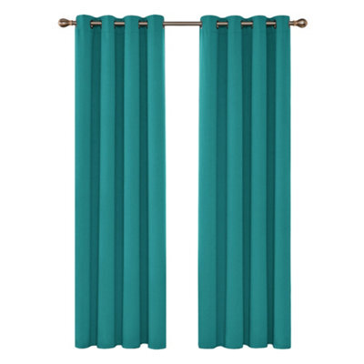 Deconovo Super Soft Solid Thermal Insulated Blackout Curtains For Bedroom Eyelet 55X96 Inch Two Panels Turquoise - image 1