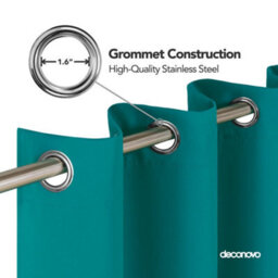 Deconovo Super Soft Solid Thermal Insulated Blackout Curtains For Bedroom Eyelet 55X96 Inch Two Panels Turquoise - thumbnail 3