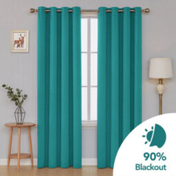 Deconovo Super Soft Solid Thermal Insulated Blackout Curtains For Bedroom Eyelet 55X96 Inch Two Panels Turquoise - thumbnail 2