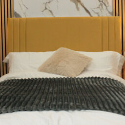 "Urban Textures - Nevada Luxury 20"" High Velvet Fabric Upholstered Bed 3 End Panel Headboard - Mustard" - thumbnail 1