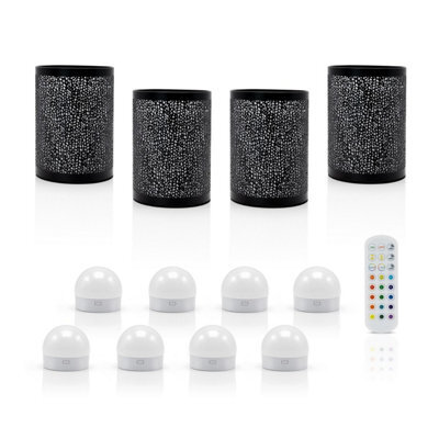 Auraglow Omniance Seraphine Rechargeable Wireless Table Lamp With Remote - Black - 4 Lamps, 8 Light Sources, 1 Remote - image 1