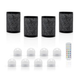 Auraglow Omniance Seraphine Rechargeable Wireless Table Lamp With Remote - Black - 4 Lamps, 8 Light Sources, 1 Remote - thumbnail 1