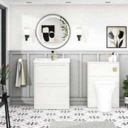 Royal Bathrooms Elmore 600mm Floor Standing 2 Drawer Bathroom Vanity Unit With Traditional Ceramic Basin Sink - Classic White - thumbnail 4