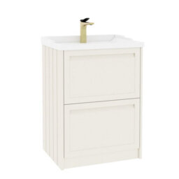 Royal Bathrooms Elmore 600mm Floor Standing 2 Drawer Bathroom Vanity Unit With Traditional Ceramic Basin Sink - Classic White - thumbnail 6