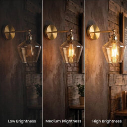 Vintage Brass Wall Sconce Amber Glass Shade 180 Adjustable Swing Arm E27 Industrial Loft Wall Lamp Fixture - thumbnail 9