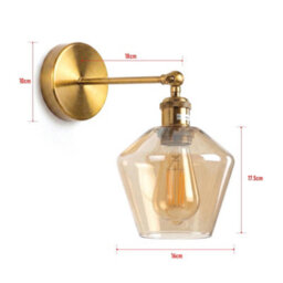 Vintage Brass Wall Sconce Amber Glass Shade 180 Adjustable Swing Arm E27 Industrial Loft Wall Lamp Fixture - thumbnail 2