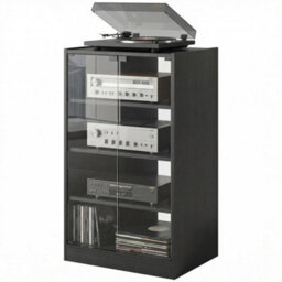 4-Tier Hi-Fi Stand With Adjustable Shelves, Black Wood-Effect - thumbnail 1