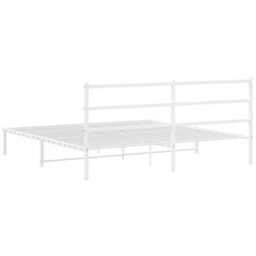 Berkfield Metal Bed Frame Without Mattress With Headboard White 180X200Cm - thumbnail 7