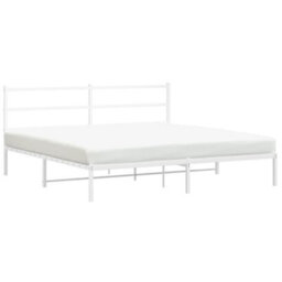 Berkfield Metal Bed Frame Without Mattress With Headboard White 180X200Cm - thumbnail 2