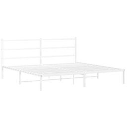 Berkfield Metal Bed Frame Without Mattress With Headboard White 180X200Cm - thumbnail 3